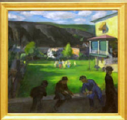 Francis Speight Oil on Canvas "Children Playing", 1934, 42” x 40”, (Coaldale, Pennsylvania) - Note: Speight painted himself as second figure from the right - Sold $31,900.00