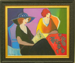 Itzchak Tarkay, Leisure Time, Acrylic on Canvas, 40” x 32” - Sold $8,800